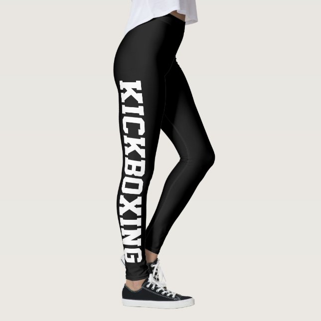 Legging Artes Marciais De Kickboxe Pretas E Brancas (Direita)