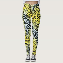 Legging Artesanal Padrão de Leopardo Gradiente Amarelo Abs