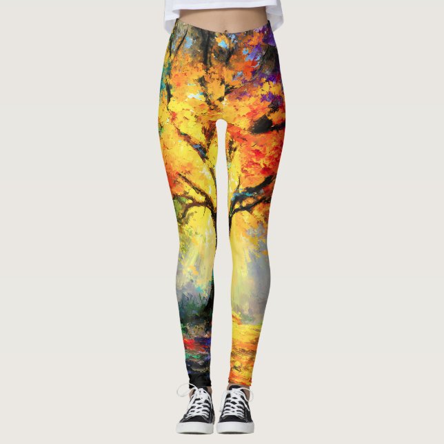 Legging Árvore abstrato espiritual da Vida (Frente)