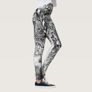 Legging Árvore da Vida - Folhas em Espiral Estilo Grunge 1