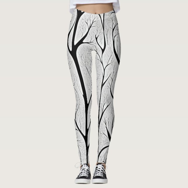 Legging Árvore da vida preto e branco (Frente)