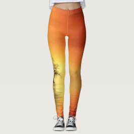 Legging Árvore de Água Pôr do Sol