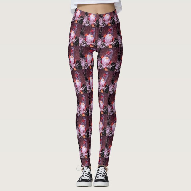 Legging Árvore de Feriado Gnomo Feliz de Natal (Frente)