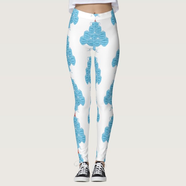Legging árvore de máscara feia de natal (Frente)