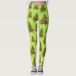 Legging Árvore de Natal cintilante em papel verde abstrato