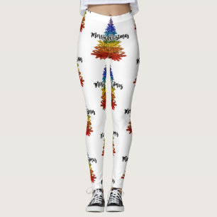 Legging árvore de natal do arco-íris