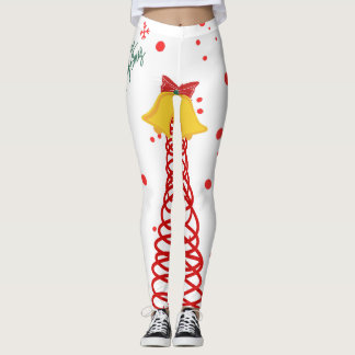 Legging Árvore de Natal em Espiral e Desenho de Sininhos