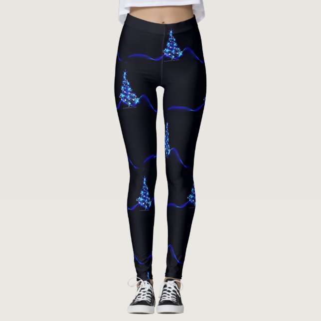 Legging Árvore de Natal estilizada e brilhante da Slippery (Frente)