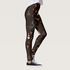 Legging Árvore de Natal Gótica Animais do Homem de Neve