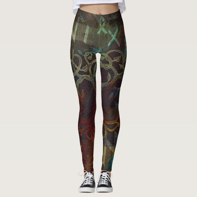 Legging Árvore de vida - Yggdrasil - e runes (Frente)
