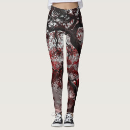 Legging Árvore do Flor de Cereja Vermelha