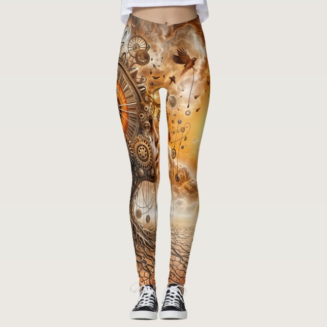Legging Árvore Mecânica do Tempo (Frente)