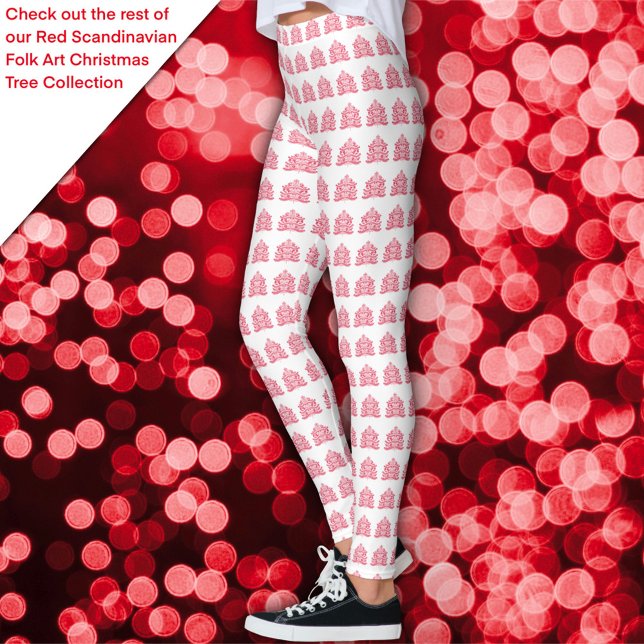 Legging Árvore Nórdica de Natal da Red Scandinavian (Criador carregado)