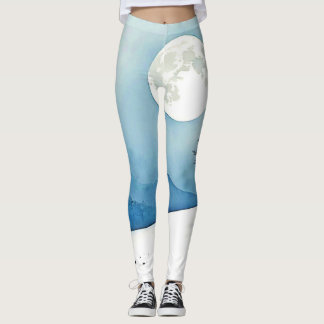 Legging Árvore Solitária: Arte da Serenidade da Lua Cheia