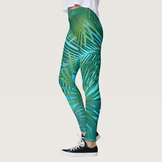 Legging Árvore Tropical de Palma Deixa a selva verde (Esquerda)