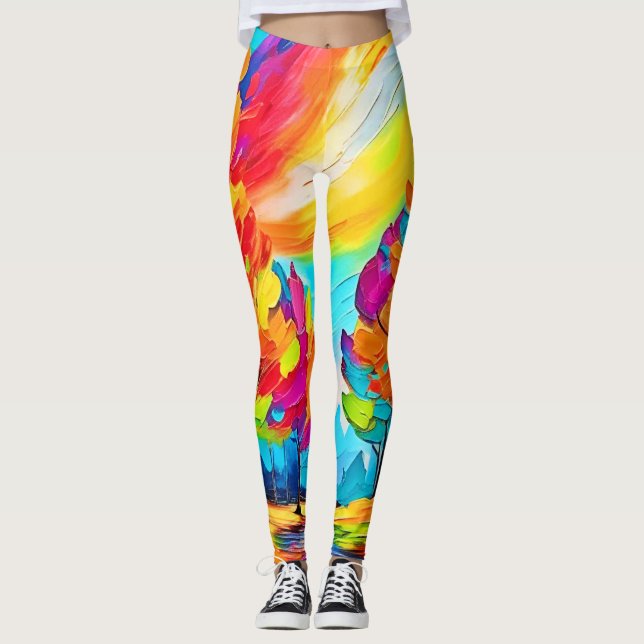 Legging Árvores Arco-Íris: Floresta Válida (Frente)