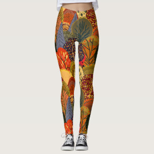 Legging Árvores de outono estilizadas, padrão de floresta