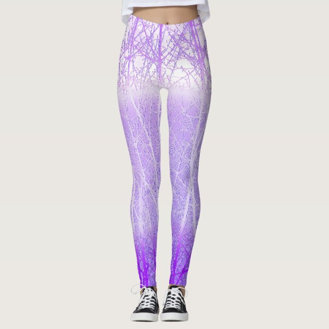 Legging Árvores Nebulosas Congeladas em Lilás Lavanda (Frente)