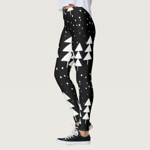 Legging Árvores Negras e Brancas de Natal Escandinavo