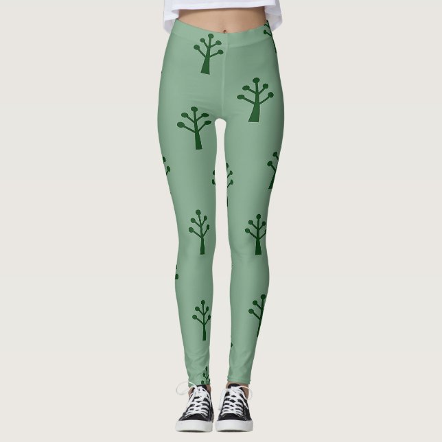 Legging Árvores Verdes Minimalistas (Frente)