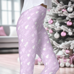 Legging Árvores Violetas Roxas Pernas de Natal de inverno