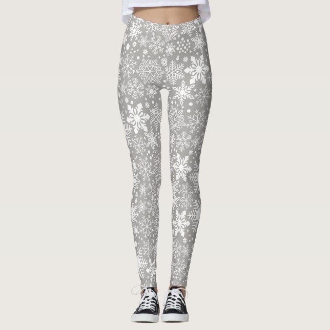 Legging As caneleiras das mulheres de prata do floco de (Frente)
