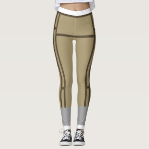 Legging As caneleiras Mondrian inspiraram Brown bege 1