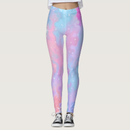Legging As cores Pastel Kawaii Sparkles roxo azul