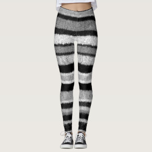 Legging as listras preto e branco corajosas fizeram malha