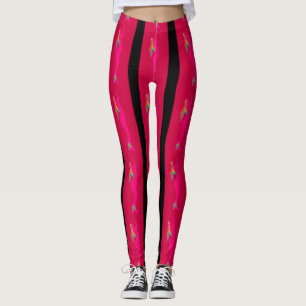 Legging ascensão rosa-sereias vermelhas/pretas listradas