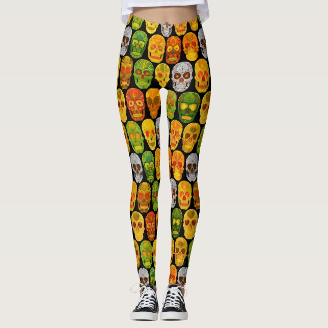 Legging Aspen Leaf Skulls padrão sem falhas 2018 (Frente)