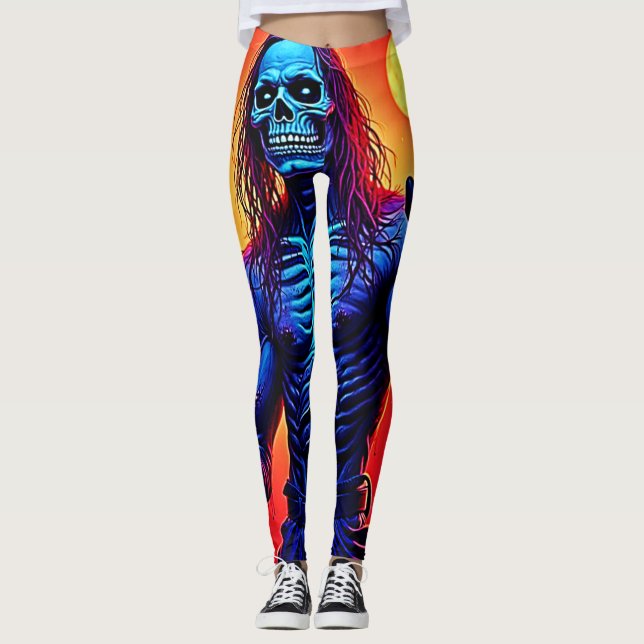 Legging Assombrando O Demônio Zombie Na Design Da Cidade (Frente)