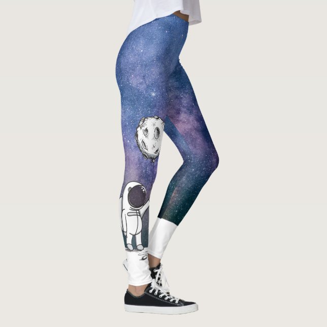 Legging Astronauta no espaço com balão da lua cosmos estre (Direita)