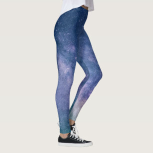 Legging Astronomia cosmos azul violeta roxo céu estrelas