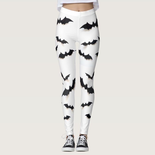 Legging Atrevo-me a Vestir os morcegos de Halloween (Frente)