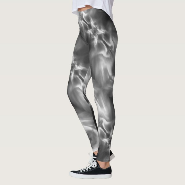 Legging Aurora boreal preta & branco - caneleiras (Esquerda)