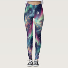 Legging Aurora Galáxia Paisagem dos Sonhos Celestiais