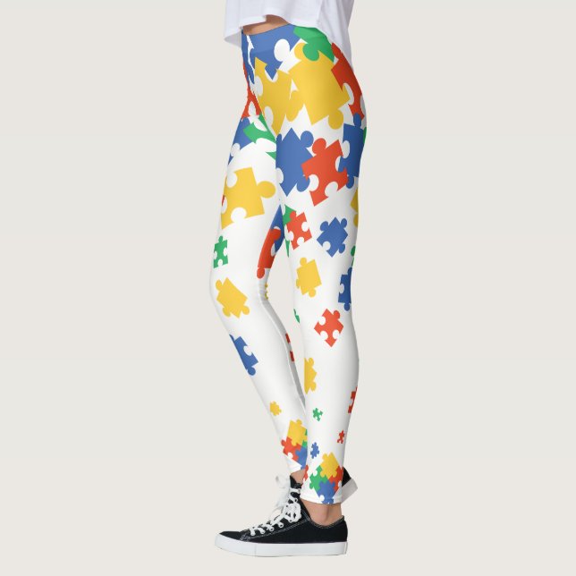 Legging Autismo Sensibilização Partes Quebra-cabeça Colori (Esquerda)