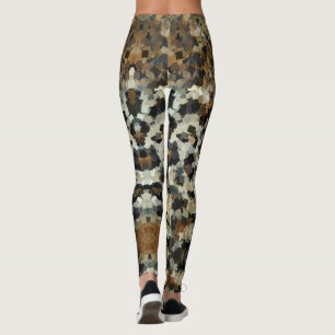 Legging Autumn Mosaic Pattern Leopard All-Over-Impressão