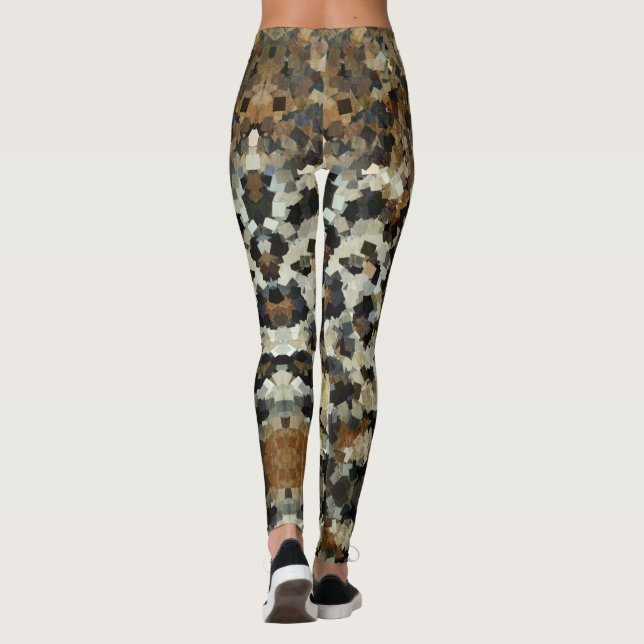 Legging Autumn Mosaic Pattern Leopard All-Over-Impressão (Verso)