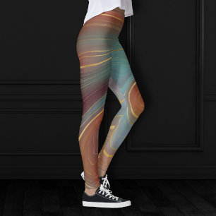 Legging Autumn Strata   Terra Cotta Teal e Agate Dourado