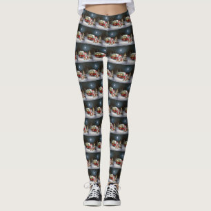 Legging Aventura de Natal da Caravana Bulldog de Inverno