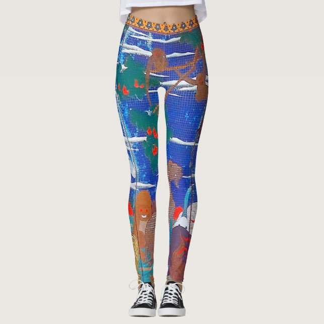 Legging Aves, Animais e Plantas Flores (Direita)Jacuchu (Frente)