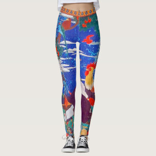 Legging Aves, Animais e Plantas Flores (Esquerda) Jacuchu