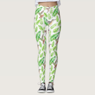 Legging Aves de capoeira e folhas tropicais