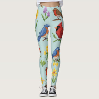 Legging Aves e Flores de Pixel