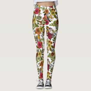 Legging Aves e flores do jardim 1