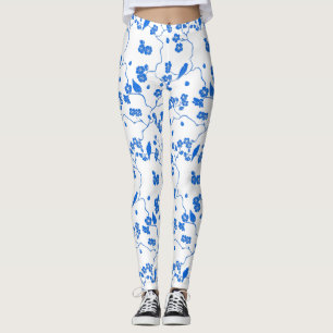 Legging Aves em Cherry Blossoms Blue Impressão