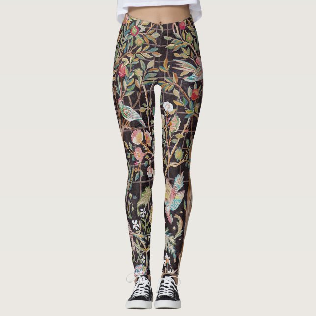 Legging Aves no Jardim Flor, William Morris (Frente)