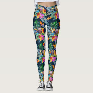 Legging Aves Tropicais De Paraíso E Orquídea